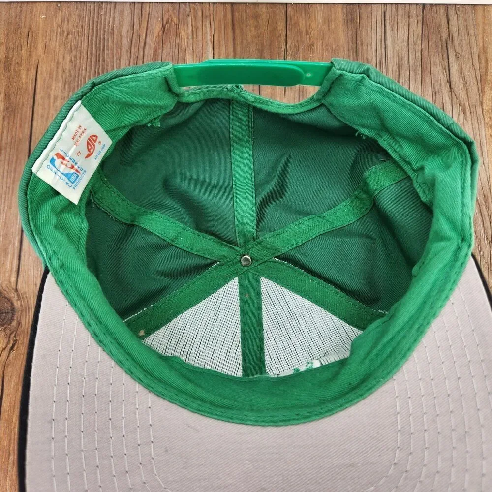 VTG Boston Celtics AJD Snapback Hat Cap Green Black NBA Logo 90s Retro Sports